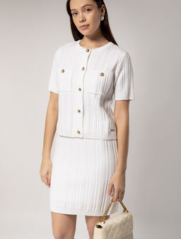 VILATTE / Жакет фактурной вязки с золотистыми пуговицами  фото 2