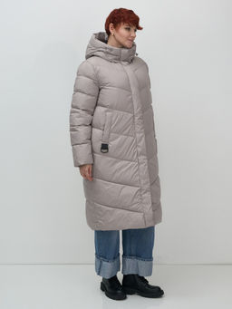 Пальто зимнее утепленное с капюшоном женское серого цвета 7623Sr - Visdeer фото 3