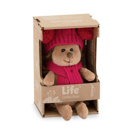 Мягкая игрушка «Ёжинка Колючка» в шапке с двумя помпонами, 15 см