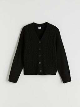 V Yaka ?rg?l? K?z ?ocuk Triko H?rka