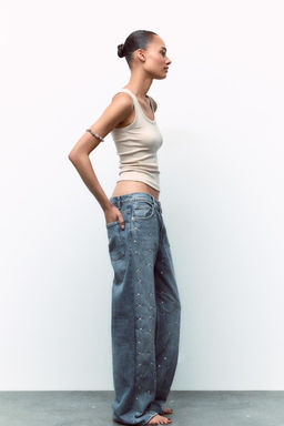 TRF RELAXED FIT MID-RISE JEANS WITH RIVETS - Zara фото 5