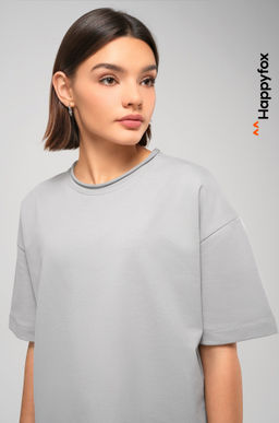 Женская футболка оверсайз из футера двухнитки Happyfox