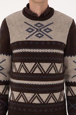 Erkek Comfort Fit Bisiklet Yaka Kahverengi Kazak - U.s. polo assn фото 6