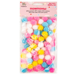 Hobbius SKPL-15 Помпоны MIX 15 мм 100 шт 01 ассорти