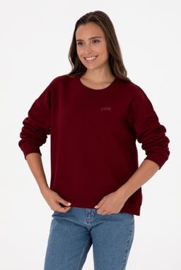 Kad_n Bordo _ardonlu Bisiklet Yaka Basic Sweatsh_rt Sepette S_rpriz _ndirim