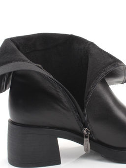01-M43-7 BLACK Ботинки демисезонные женские (натуральная кожа, байка)