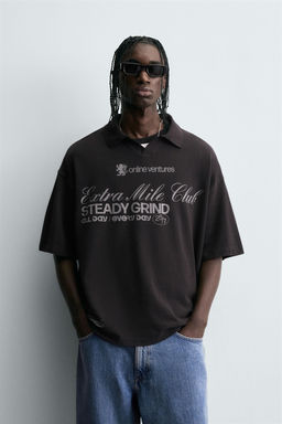 WASHED SLOGAN PRINT POLO SHIRT - Zara фото 2