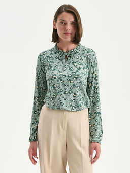 Ba?lamal? Yaka Desenli Bluz