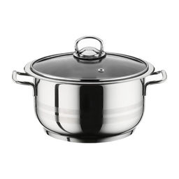 Кастрюля нерж. сталь 24х14 см, 5.6л. Вега, стекл. крышка , "КАТЮША" код.43020-24-0