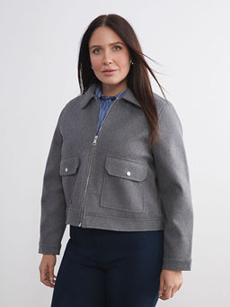 G?mlek Yaka Kad?n Ka?e Ceket