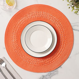 Салфетка сервировочная на стол Доляна Оскар, d=38 см, цвет оранжевый  фото 6