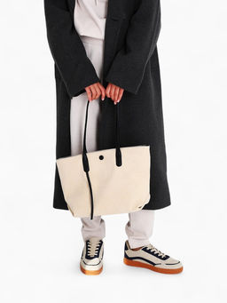 Сумка - шоппер женская на молнии, 39×14×25 см, бежевая