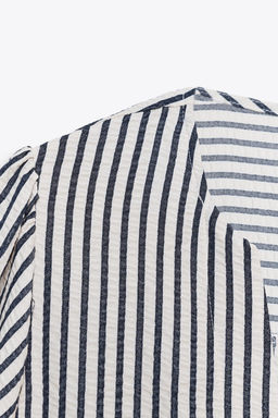 LINEN BLEND TIE BLOUSE