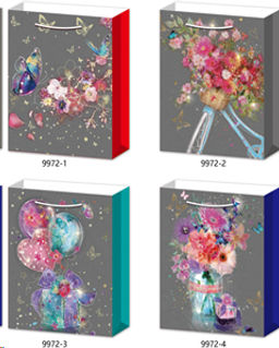 Цена за 12 шт. Пакет подарочный 26х32х10 / 9972-M /уп 12/480/ микс