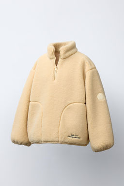 FAUX SHEARLING ZIP-UP SWEATSHIRT