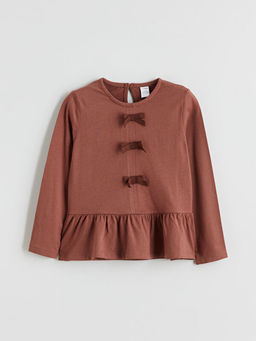 Bisiklet Yaka Fiyonk Detayl? K?z ?ocuk Ti??rt