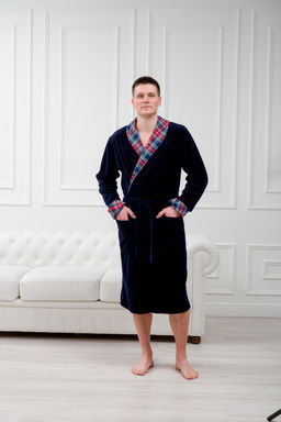 Халат мужской из велсофта Артур темно-синий - Амадэль фото 14