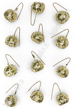 Муляж декоративный "Яблочко с блестками" (20 шт) SF-3157, светлое золото