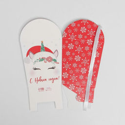 Цена за 5 шт. Бонбоньерка новогодняя Единорожка, 7.5?8?7.5 см, Новый год