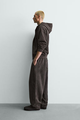 SUDADERA LAVADA CREMALLERA CAPUCHA / Marr?n oscuro - Zara фото 4