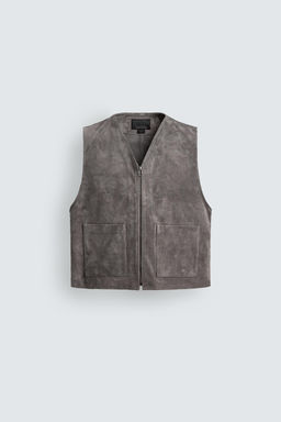 CHALECO RELAXED FIT PIEL ANTE / Gris - Zara фото 7