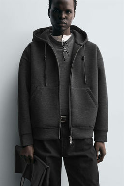 SUDADERA T?CNICA RELAXED FIT CAPUCHA / Gris oscuro - Zara фото 5