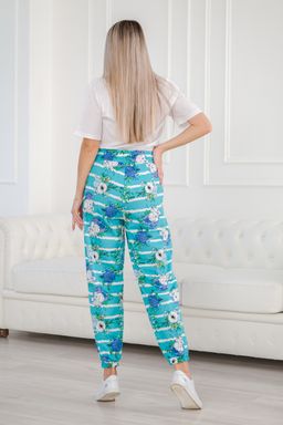 Брюки женские из футера Забава маки на ментоле - Амадэль фото 3