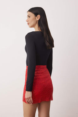 Kahverengi Super Mini Orme Payet Party Etek TPRAW26ET00021 - Trendyolmilla фото 8