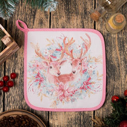 Прихватка Сказочные олени 19х19см,100% хлопок,ватин 250г/м2