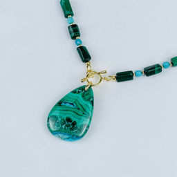 Колье из Малахита и Бирюзы - Радуга самоцветов фото 2