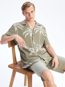 Regular Fit K?sa Kollu Desenli Erkek G?mlek