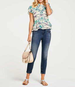 Блузка, бирюзово-экрю