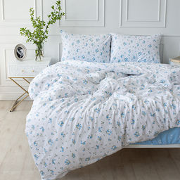 КПБ 2,0 спальный (с простыней на резинке 160х200х25, 2 наволочки 50х70), Подснежники (серо-зеленый) ВБ Пододеяльник на молнии 177х217; простыня на резинке 160х200х25, наволочка 50х70 - 2шт. 2,0 спальный с простыней на резинке 160х200х25 - Традиция фото 7