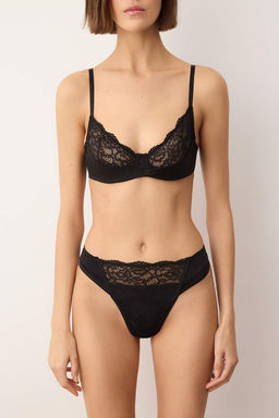 Siyah Dantel Detayl? Micro Kaps?z Orme Ic Camas?r? Tak?m? THMAW26CC00006