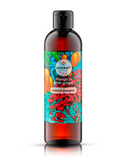 Натуральный шампунь против выпадения и для роста волос "Mango and pink ginger" Манго и розовый имбирь
