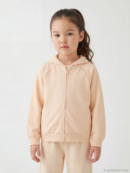 Kap??onlu K?z ?ocuk Fermuarl? Sweatshirt