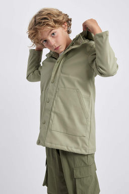 Водоотталкивающий плащ с капюшоном для мальчика - Defacto фото 3