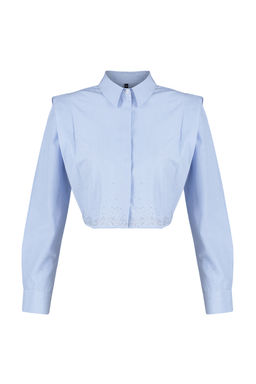 Mavi Kollar? Vatkal? Tasl? Crop Dokuma Gomlek TWOSS24GO00041