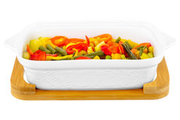 Блюдо д/зап и серв 30*18*13 см 1,1 л Розы прямоуг + стекл крышка на дер подставке - Elan gallery фото 22