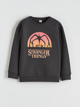 Stranger Things Bask?l? Erkek ?ocuk Kal?n Sweatshirt