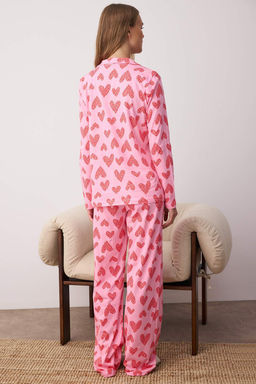 Trendyolmilla Pembe %100 Pamuklu Leopar Kalpli Orme Pijama Tak?m? THMAW25PT00142 фото 4