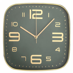 Часы настенные "Парадиз" 29х29х4см, мягкий ход, циферблат зеленый; цифры арабские, золотой; корпус пластик, золотой; в коробке (Китай)
