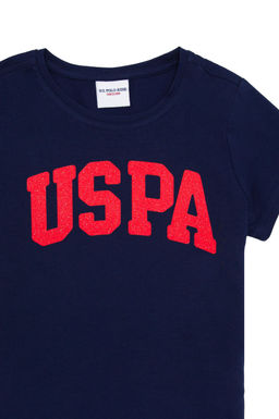 Темно-синяя базовая футболка с круглым вырезом для девочек Неожиданная скидка в корзине - U.s. polo assn фото 5