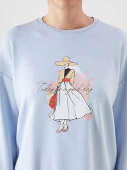 Bask?l? Oversize Kad?n Sweatshirt Tunik