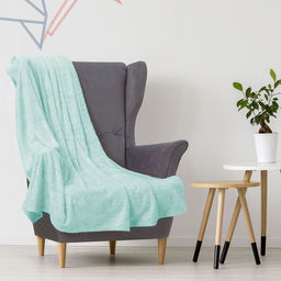 Плед Этель корал 1.5 сп Дамаск 150х200 см аквамарин,100% п/э, корал-флис 280 гр/м2