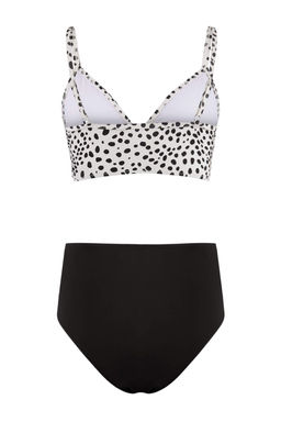 Puantiyeli Drapeli Ucgen Kapl? Hipster Yuksek Bel Bikini Tak?m? TBESS25BT00202