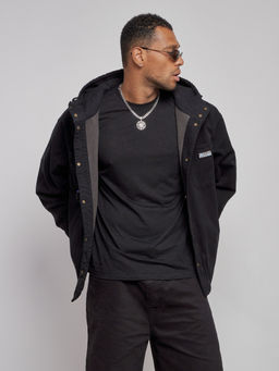 Джинсовая куртка мужская с капюшоном черного цвета 12768Ch - Mtforce фото 8