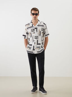 Regular Fit K?sa Kollu Desenli Erkek G?mlek