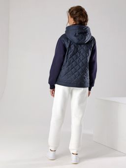 Куртка-ветровка с рукавами из мягкого трикотажа, есть ВИДЕООБЗОР, темно-синий - Dizzyway фото 5