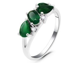 Кольцо из серебра зеленый агат, Лиана